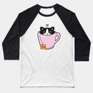 Sweet tuxedo cat in a tea cup Baseball T-Shirt